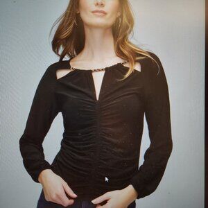 White House Black Market Elegant Black Ruched Women's Top